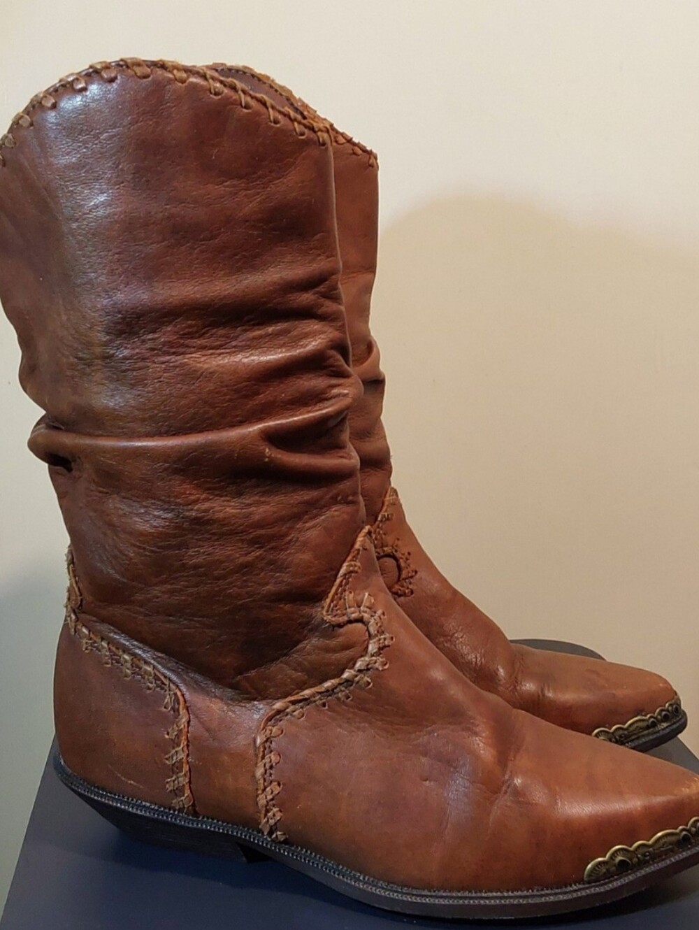 Vintage Zodiac Brown Leather Mid-Calf Boots Women's Size 8.5 Made In USA